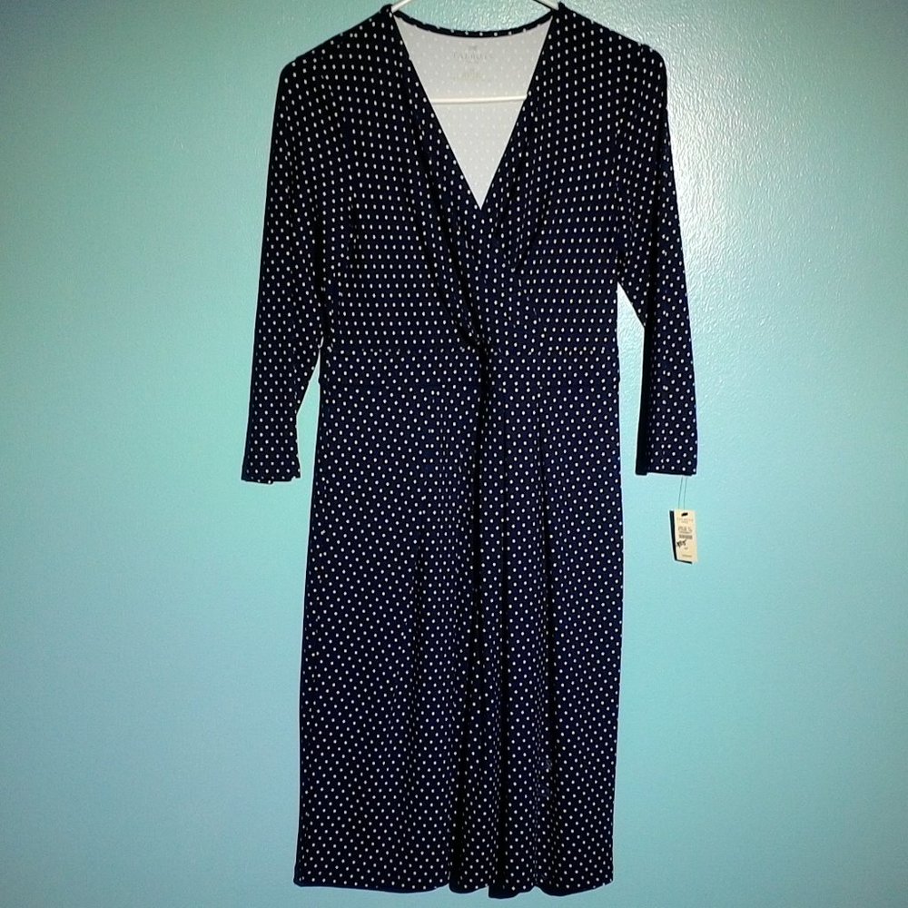 Talbots petites 6p polka dot/navy dress